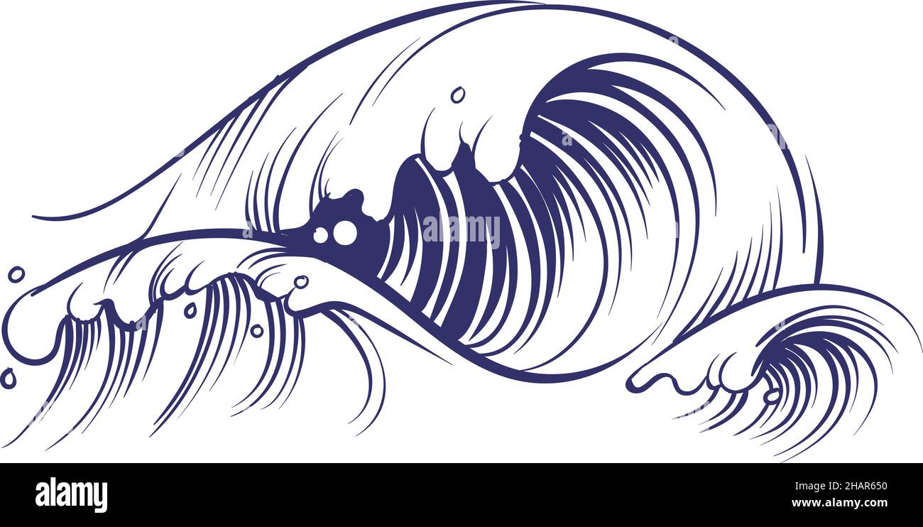 Grande vague de précipitation.Boucle d'eau pour faire du surf sur l'océan Illustration de Vecteur