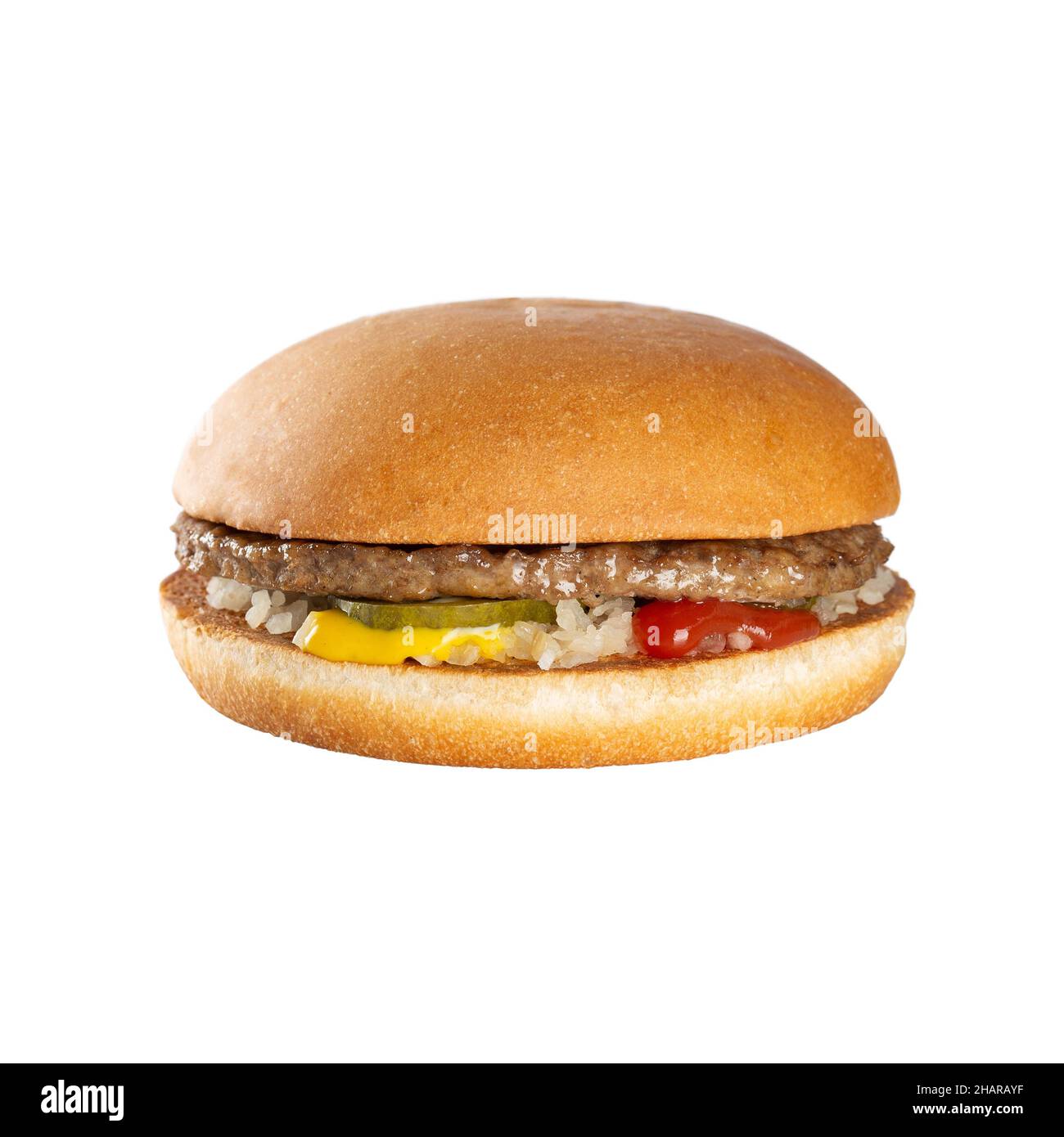 Hamburger classique.Isolé sur fond blanc. Banque D'Images