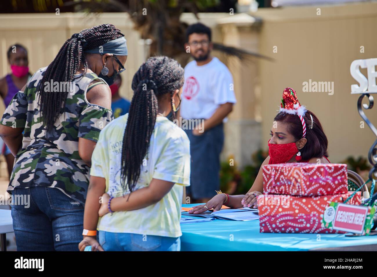 Conférence des Caraïbes du Sud de la Floride présente Noël encourager les enfants, entrée gratuite.Distribution de jouets et de cadeaux. Banque D'Images