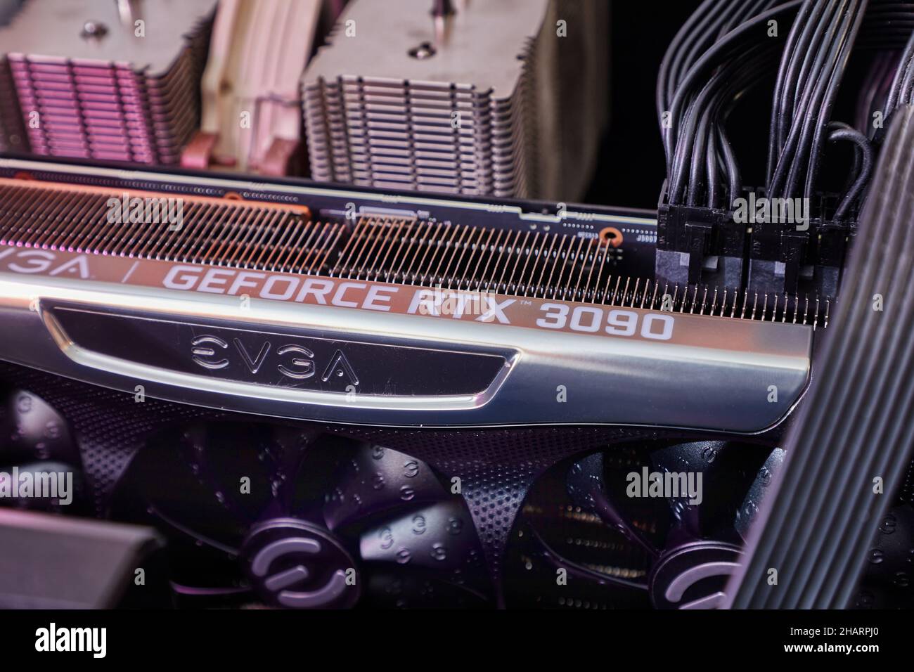 Carte graphique GeForce RTX 3090 Nvidia dans un jeu configuration de l'ordinateur Banque D'Images