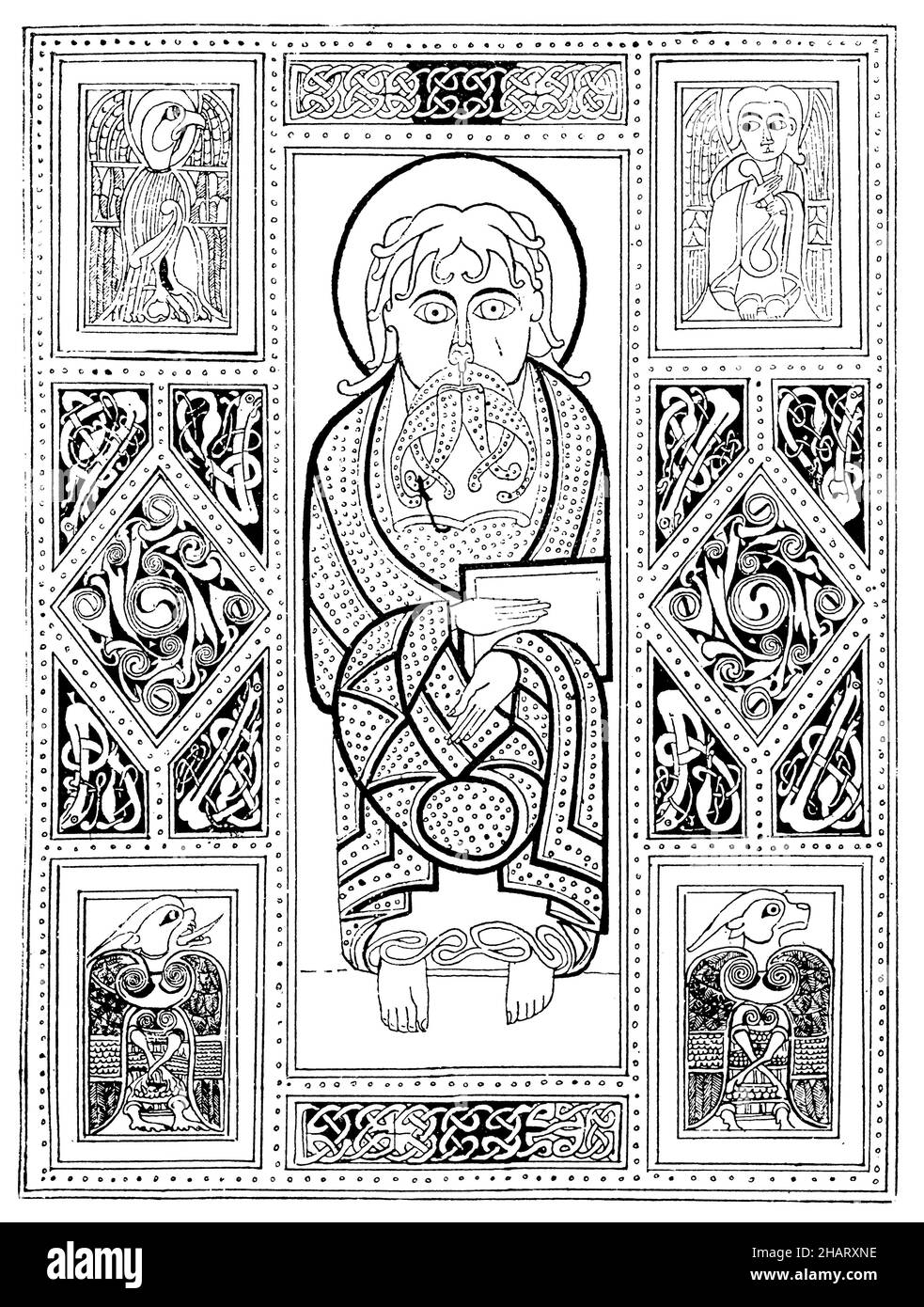 Page de titre d'un livre de gospel irlandais, 7th-8th Century., , (livre d'histoire de l'art, 1904),Titelblatt eines irischen Evangelienbuchs, 7.-8.Jahrhundert, page de titre d'un livre d'évangile irlandais, VIIe-VIIIe siècle. Banque D'Images