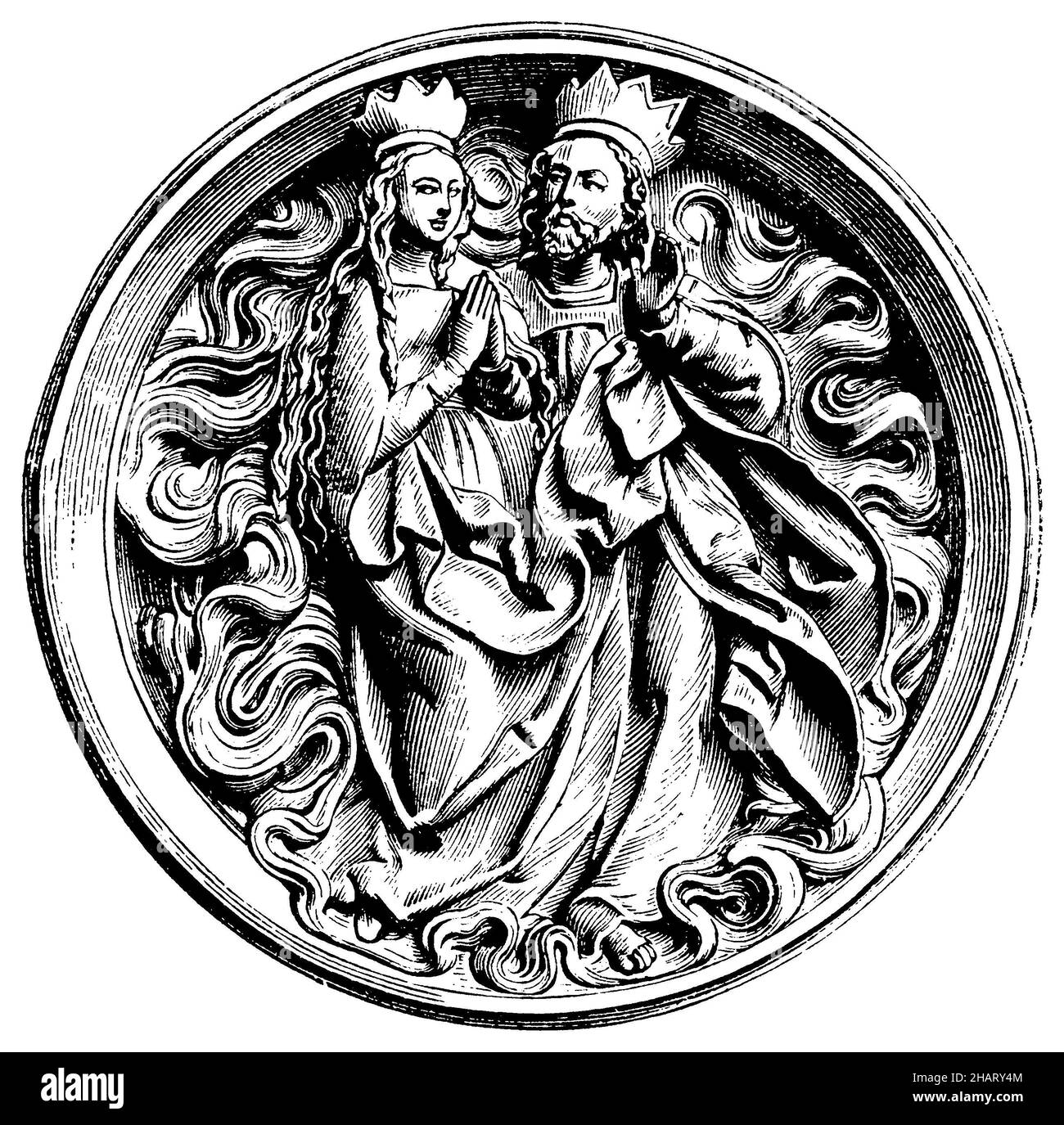 Image de relief du salut anglais, par Veit Stoß, , Stoß, Veit (livre d'histoire de l'art, 1887), Reliefbild des englischen Grußes, von Veit Stoß, image en relief du salut anglais, par Veit Stoß Banque D'Images