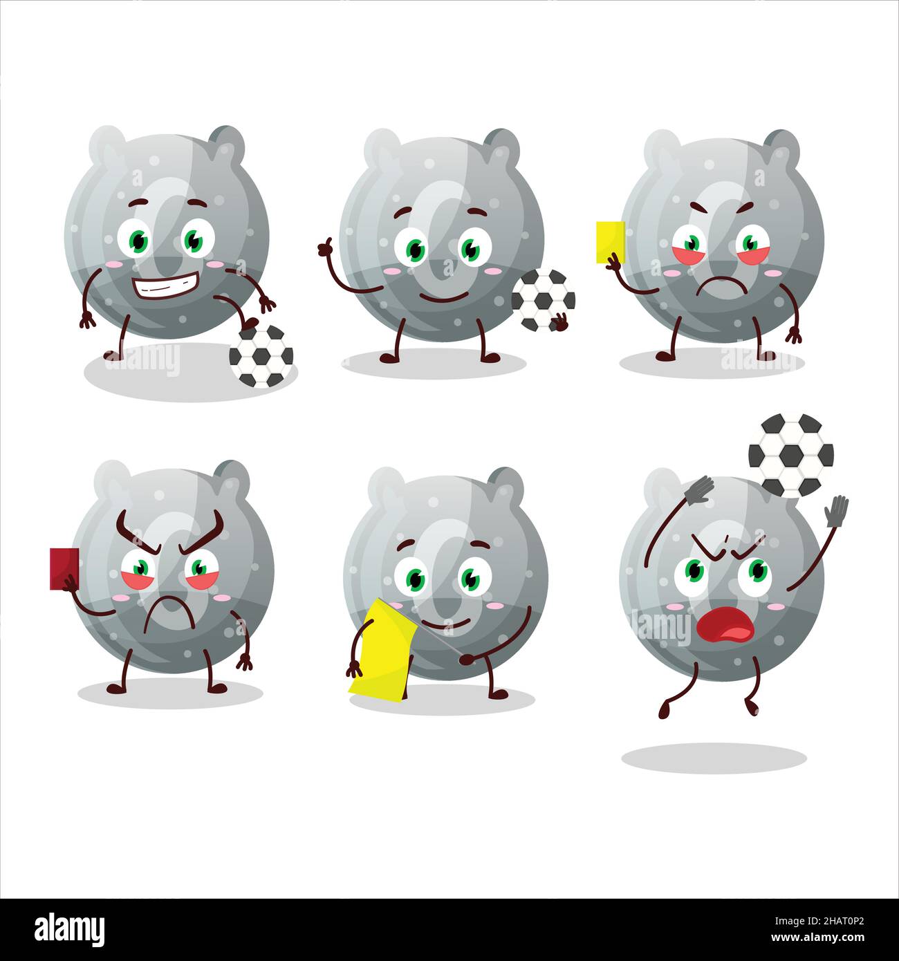 Bonbon gris G personnage de dessin animé travaillant comme arbitre de football.Illustration vectorielle Illustration de Vecteur