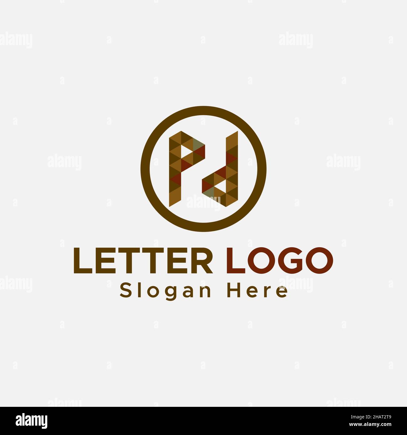 Logo lettre P et D minimaliste.Logo en forme de circulaire. Logo abstrait de couleur marron foncé. Illustration de Vecteur