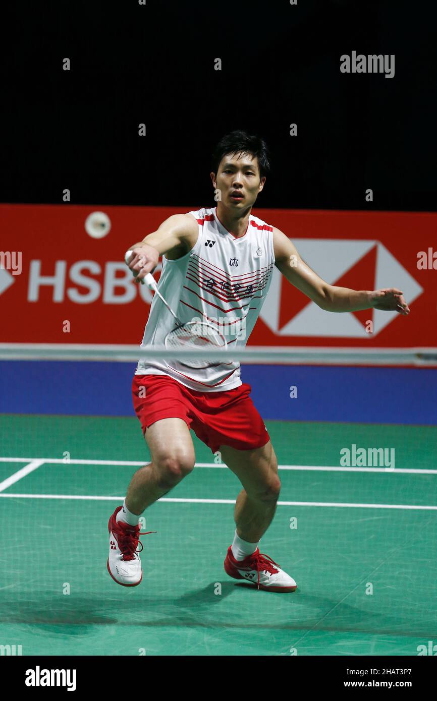 Huelva, Espagne.14th décembre 2021.Chou Tien Chen (TPE) Badminton : Chou Tien Chen de Taiwan pendant les Mens Singles 2nd round match contre lu Guang zu de Chine sur le BWF 'TotalEnergies BWF World Championships 2021' au Palacio de Los Deportes Carolina Marin à Huelva, Espagne .Crédit: Mutsu Kawamori/AFLO/Alay Live News Banque D'Images