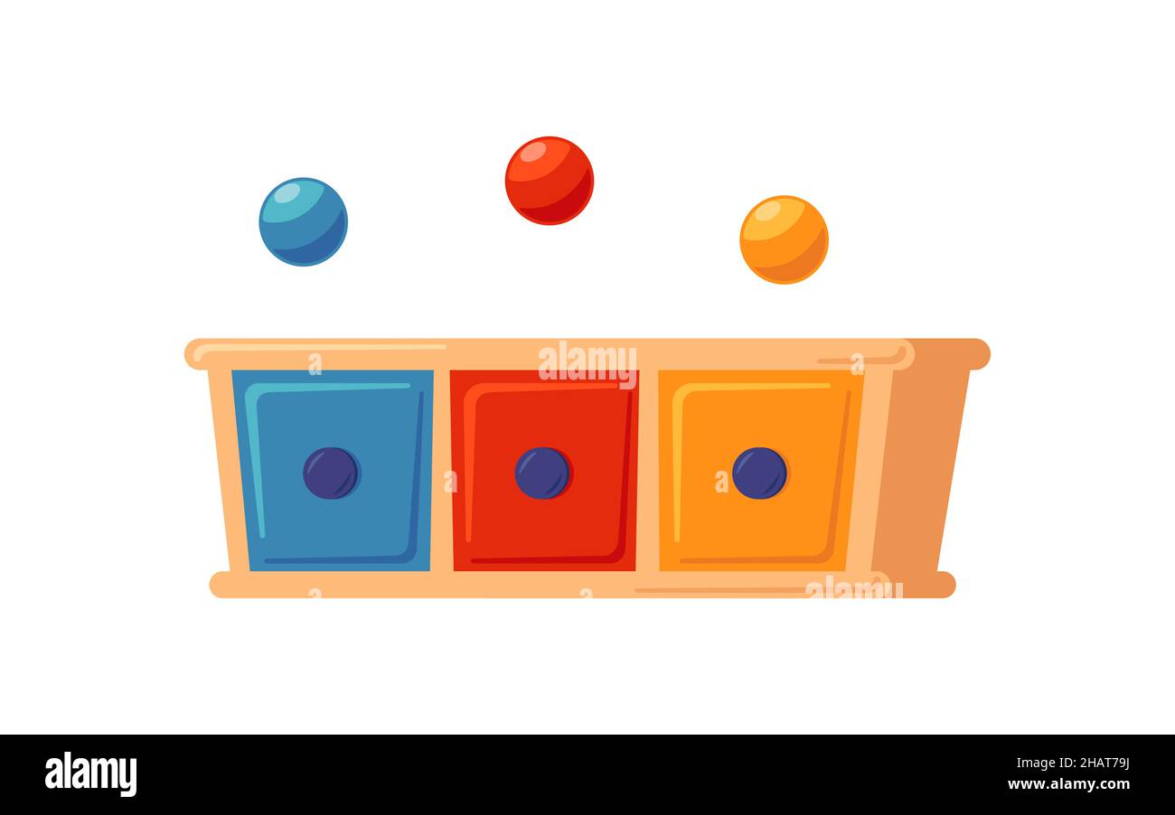 Montessori jouet logique d'éducation.Trieur multicolore pour bébé.Enfants jouet en bois pour les enfants d'âge préscolaire.Système Montessori pour le développement de la petite enfance Illustration de Vecteur