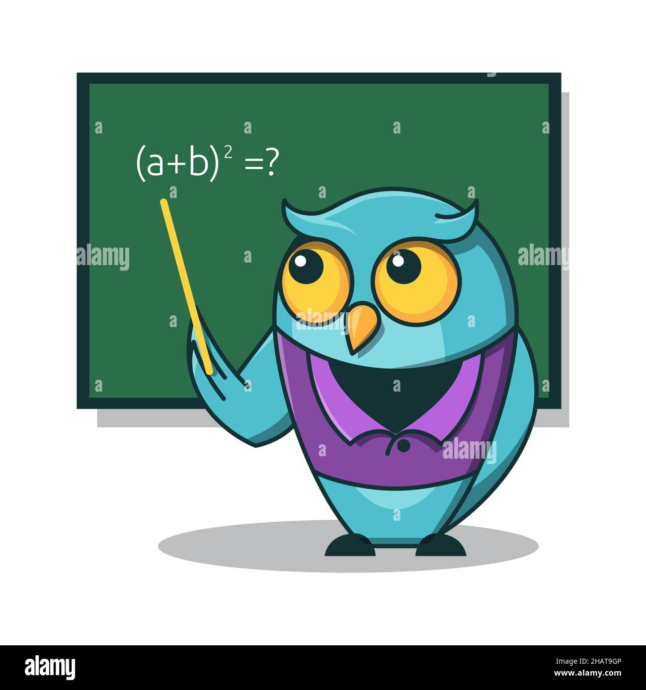 Owl Bird Teacher Math Blackboard Education School dessin de personnage Illustration de Vecteur