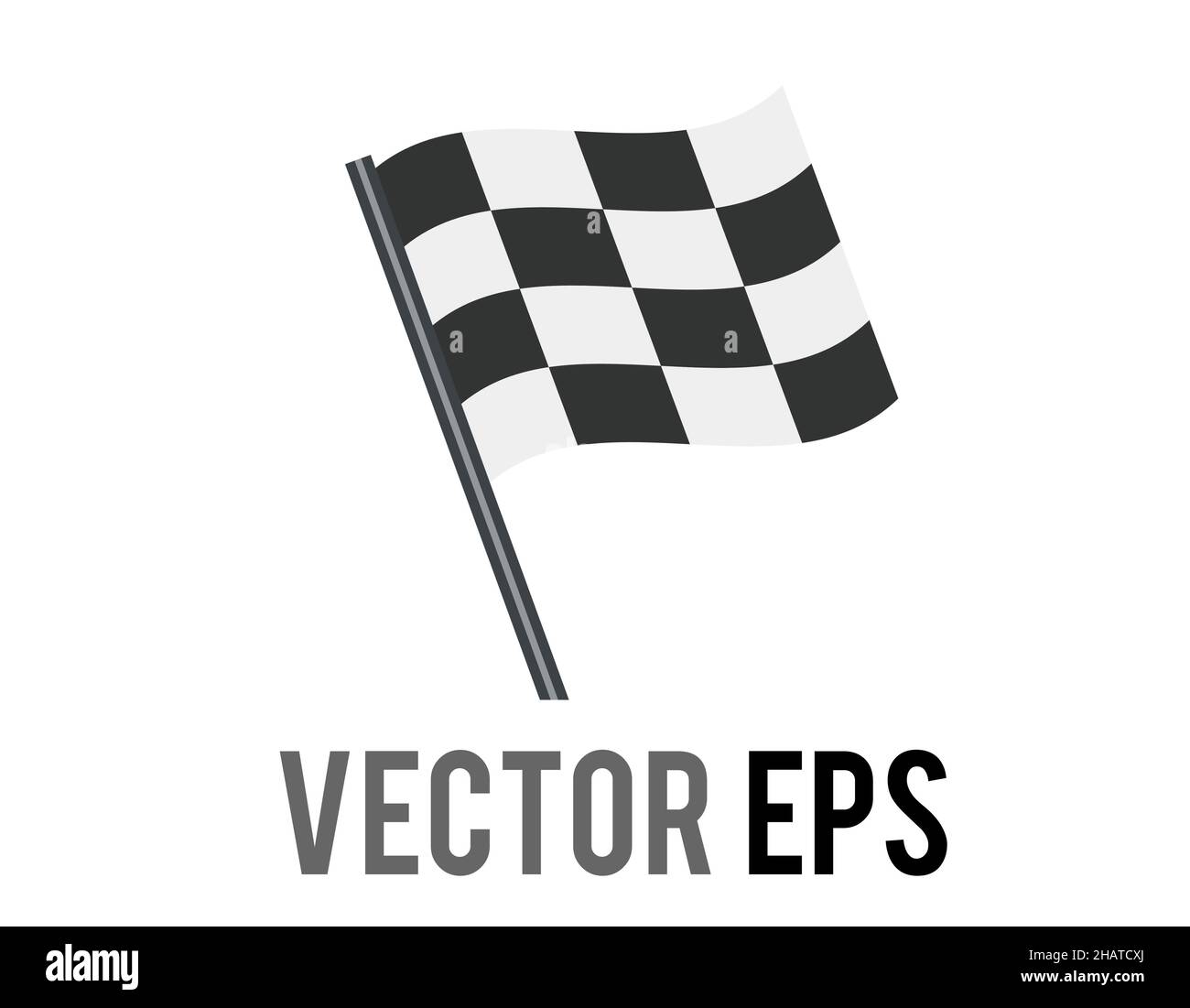 L'icône de drapeau de course à motif de damier rectangulaire noir et blanc vectoriel isolé, utilisée pour signaler le début ou la fin de la tournée de course automobile Illustration de Vecteur