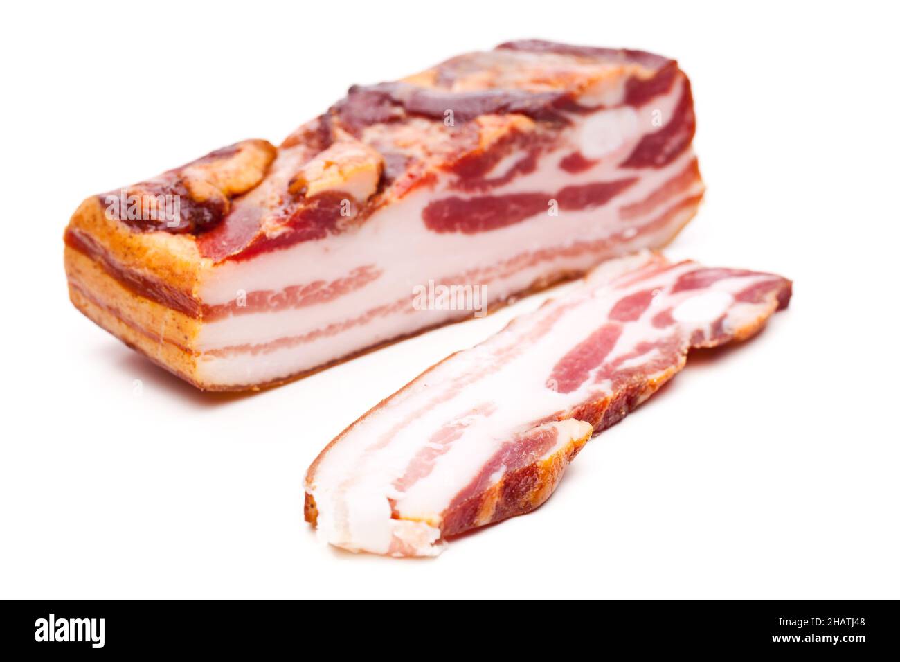 bacon, entier, morceau, spécialité autrichienne, nourriture,tranches, autriche, beau, blanc, fond,styrie, fond blanc, isolé, coupe, tranches de ba Banque D'Images