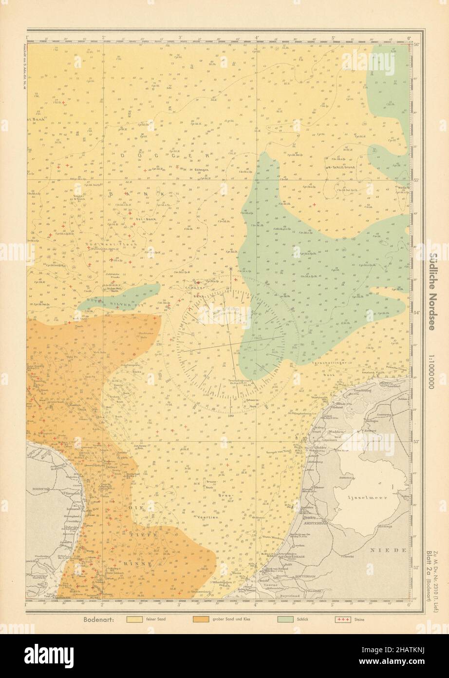 2a.Mer du Nord.Côte est des pays-Bas Anglia.KRIEGSMARINE carte nazie 1940 Banque D'Images