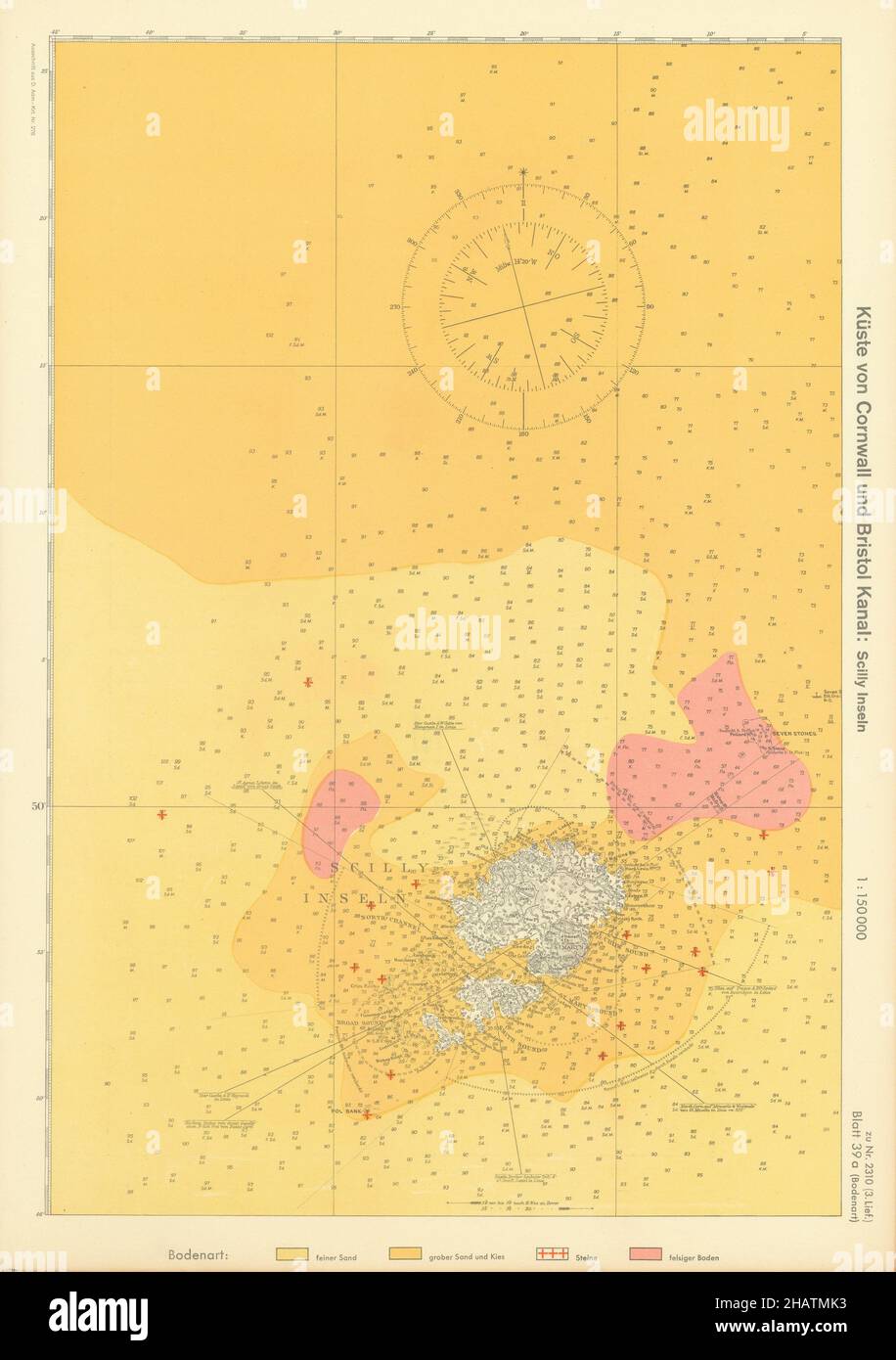 39a.Îles de Scilly.Cornouailles.KRIEGSMARINE carte nazie 1940 vieux millésime Banque D'Images