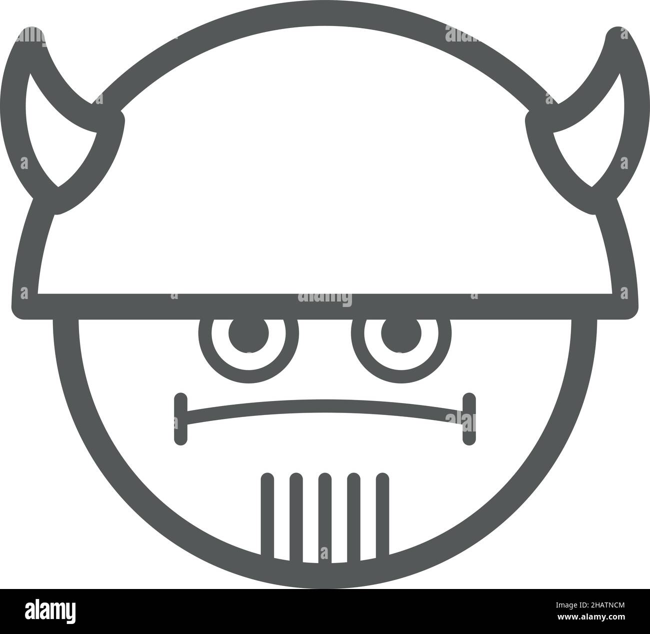 Emoji viking.Visage brutal dans l'icône de casque à cornes Illustration de Vecteur