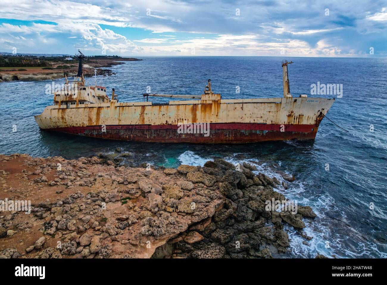 L'épave de l'Edro III près de Coral Bay, Paphos, Chypre Banque D'Images