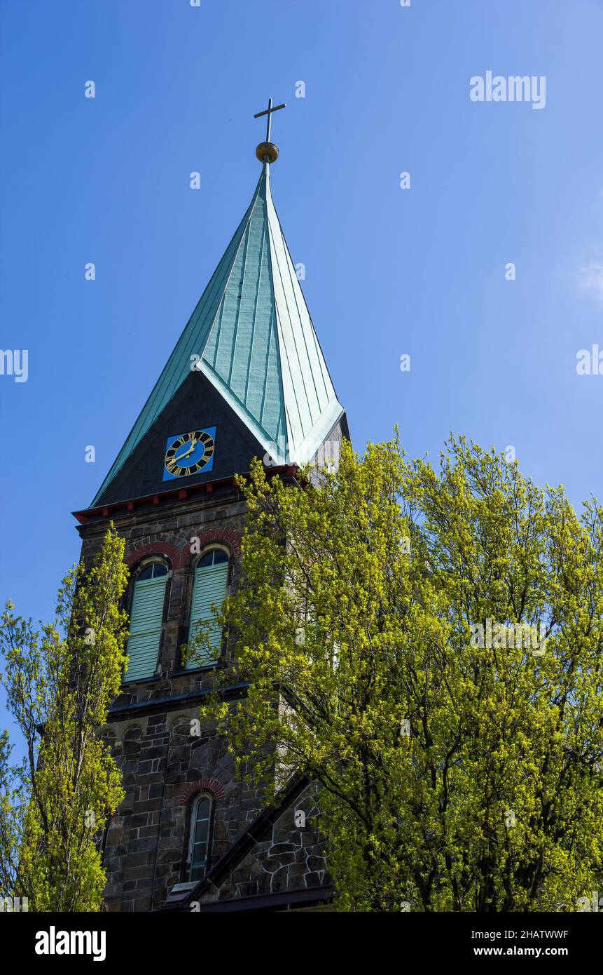 Église Marie Reine du Rosaire dans le village sorabe de Radibor près de Bautzen, haute Lusatia, Saxe, Allemagne. Banque D'Images