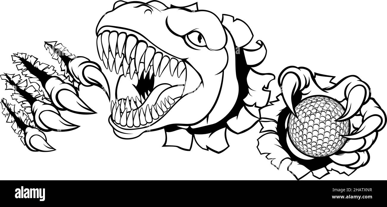 Joueur de golf Sports Animaux dinosaure Mascot Illustration de Vecteur