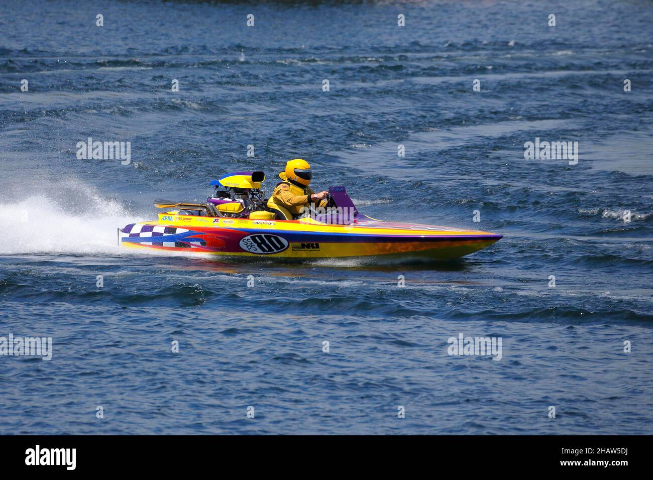 Courses d'Hydroplane sur le fleuve Saint-Laurent, Valleyfield, Québec, Canada Banque D'Images