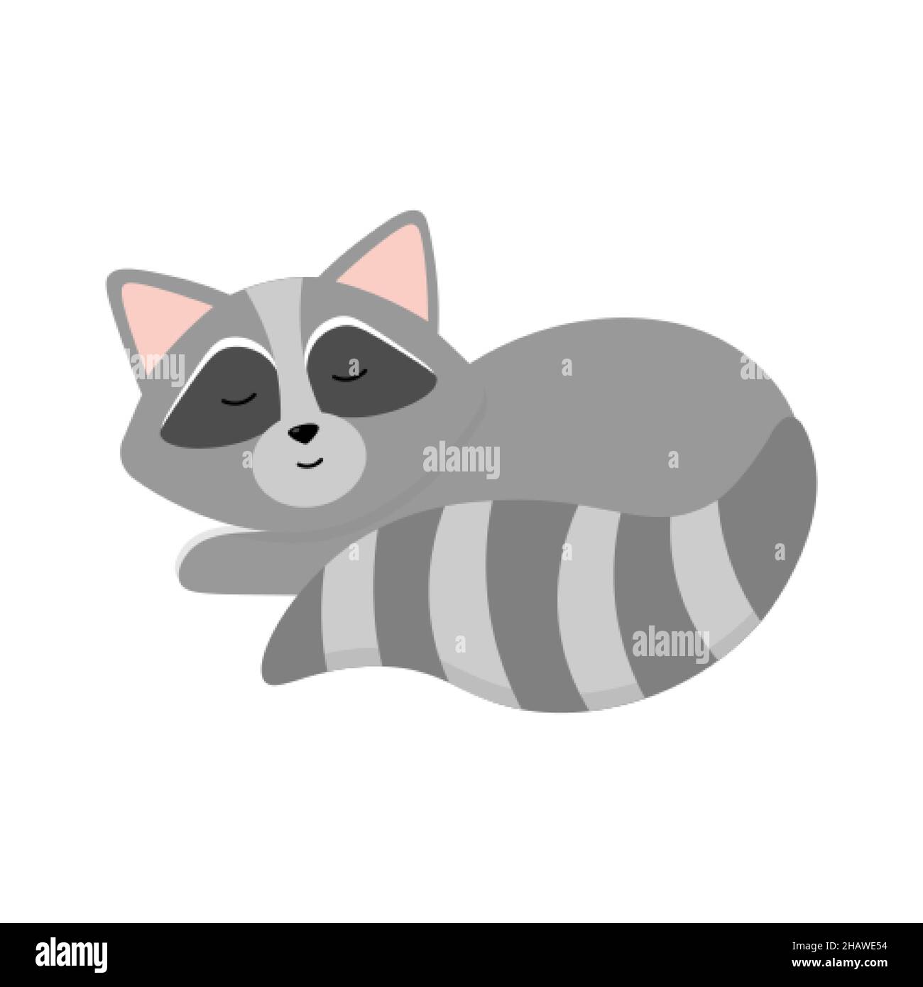 Un dessin animé mignon raton laveur endormi Illustration de Vecteur