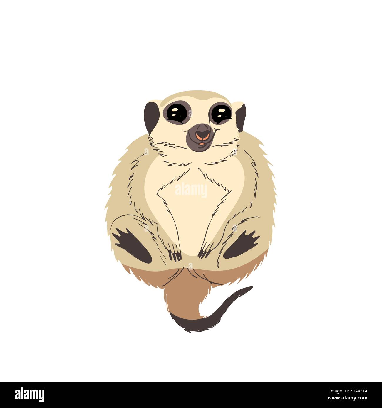 Illustration plate de mierkat mignon isolé sur whte Illustration de Vecteur