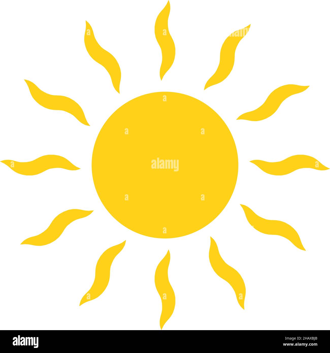 Icône du soleil dans un style puéril simple.Panneau de lumière du