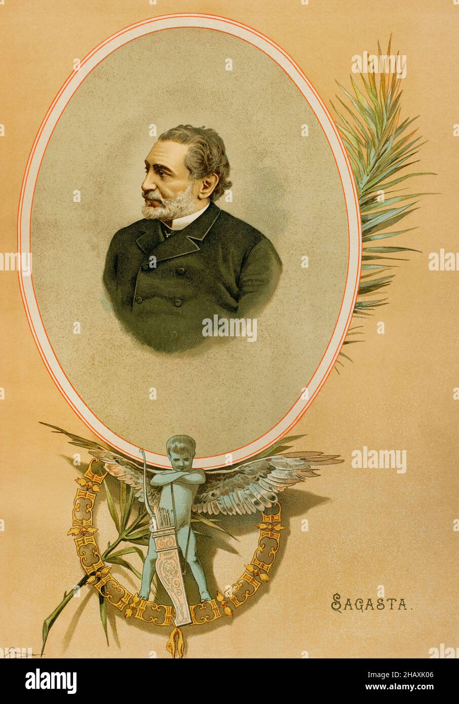 Práxedes Mateo Sagasta (1825-1903).Chef du Parti libéral-progressiste.Président du Conseil des ministres espagnol à plusieurs reprises entre 1870 et 1902.Chromolithography.'Historia général de España' (Histoire générale de l'Espagne), par Miguel Morayta.Volume VIIIMadrid, 1894. Banque D'Images