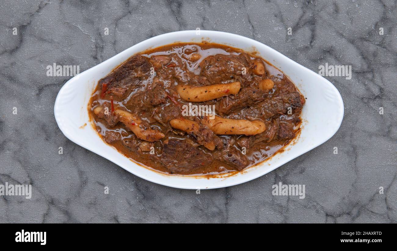 Steak de poivre, cuisine jamaïcaine et indienne de l'Ouest Banque D'Images