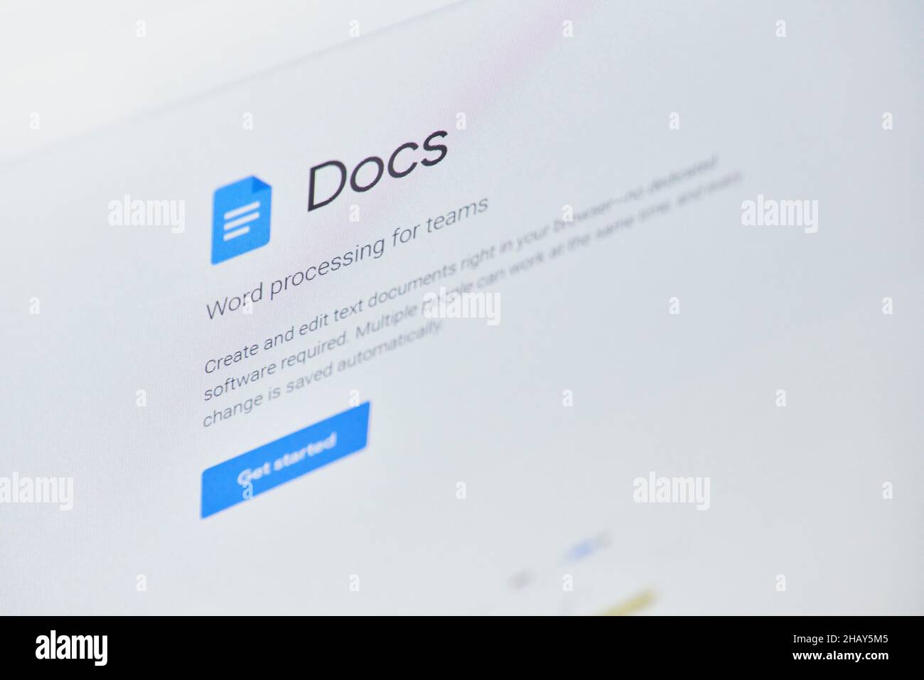 Californie, États-Unis - 25 novembre 2021 : page Web officielle de Google docs sur l'écran d'ordinateur.Google Docs - traitement de texte en ligne, Google basé sur le Web Banque D'Images