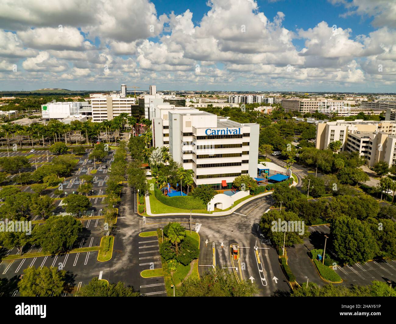 Photo aérienne Carnaval Cruise Line Headquarters Doral FL Banque D'Images