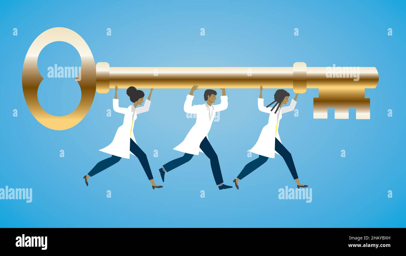 Les professionnels de la santé qui fonctionnent avec la clé d'or.Illustration vectorielle.EPS10. Illustration de Vecteur