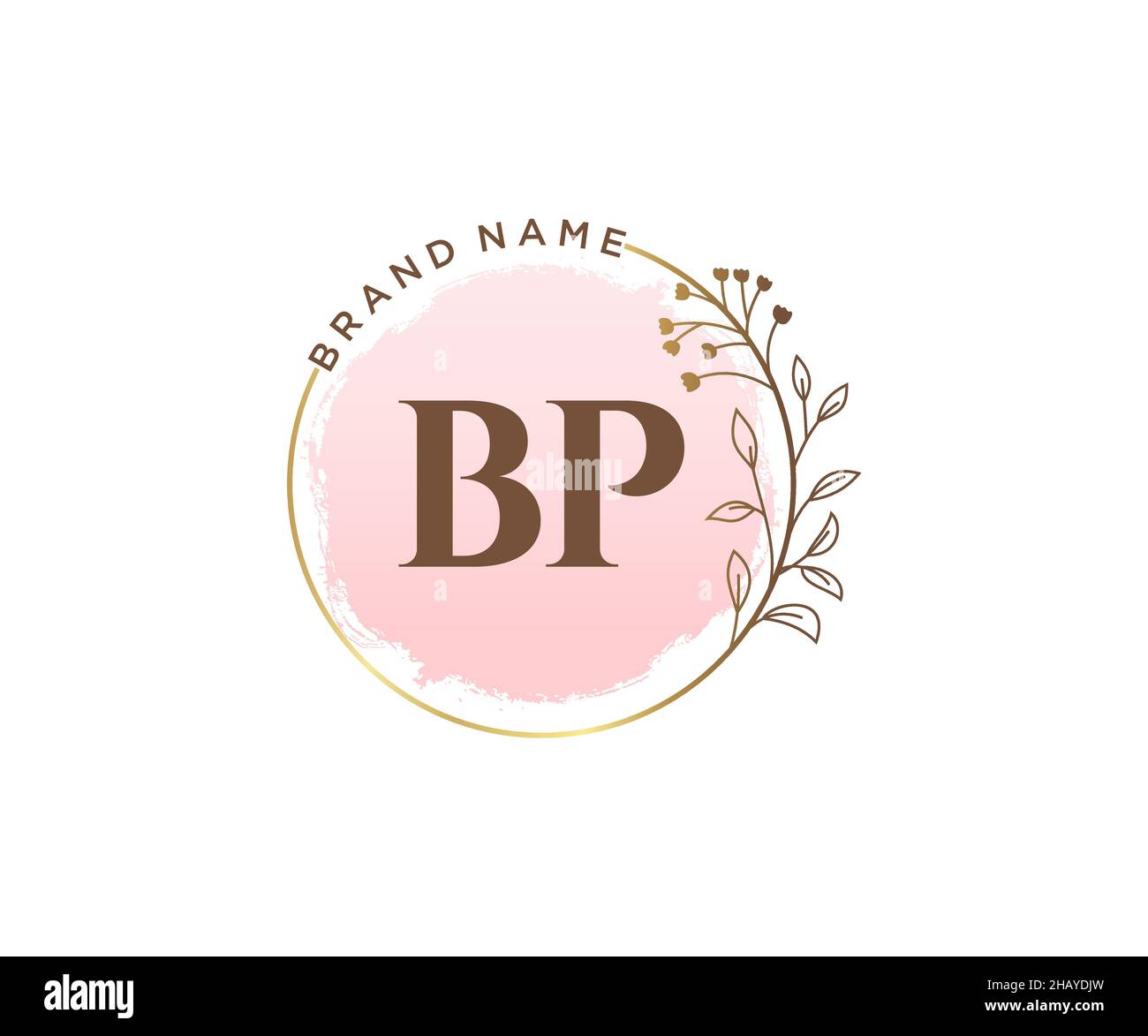 Logo BP féminin.Utilisable pour les logos nature, salon, Spa, cosmétique et Beauté.Elément de modèle de logo Flat Vector. Illustration de Vecteur