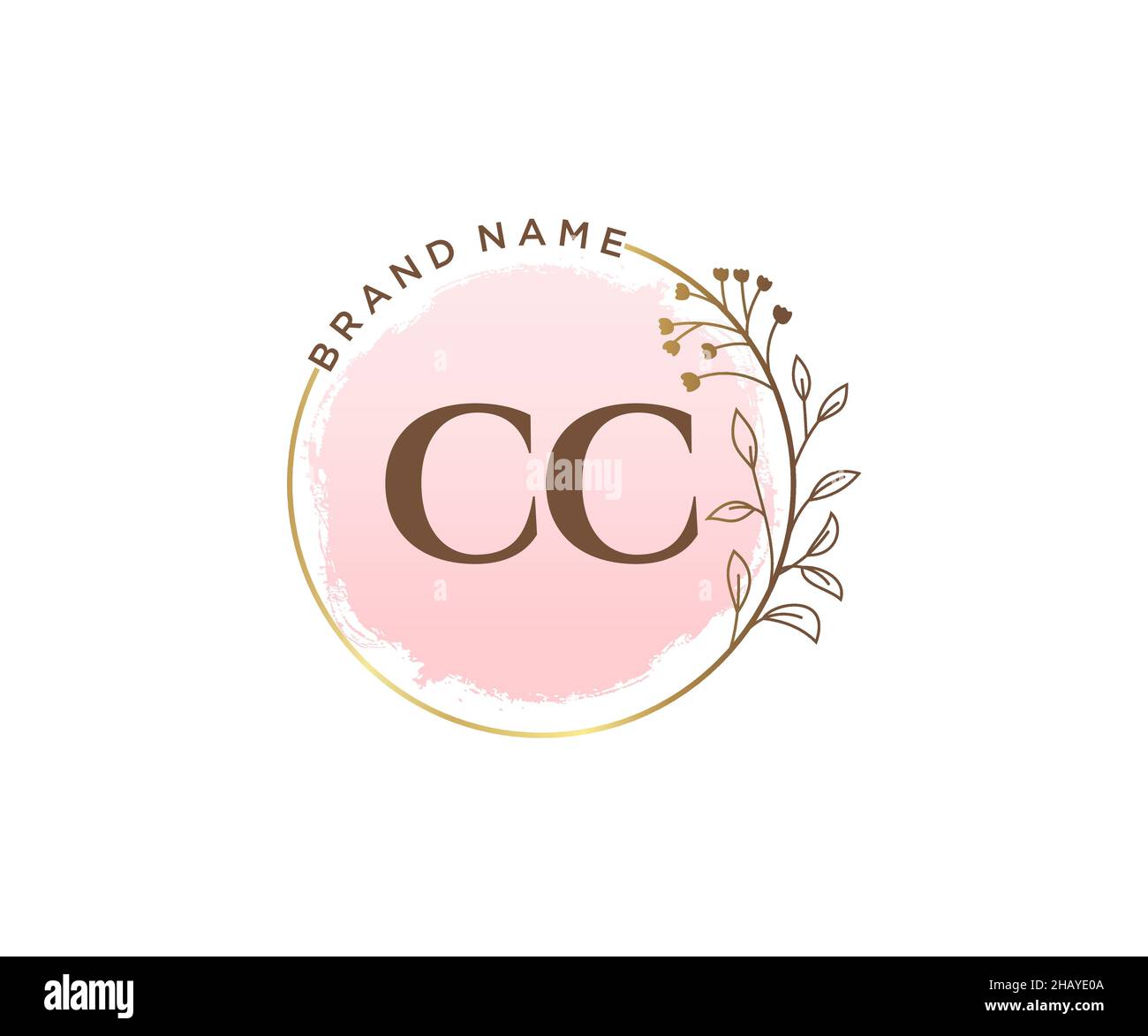 LOGO CC féminin.Utilisable pour les logos nature, salon, Spa, cosmétique et Beauté.Elément de modèle de logo Flat Vector. Illustration de Vecteur