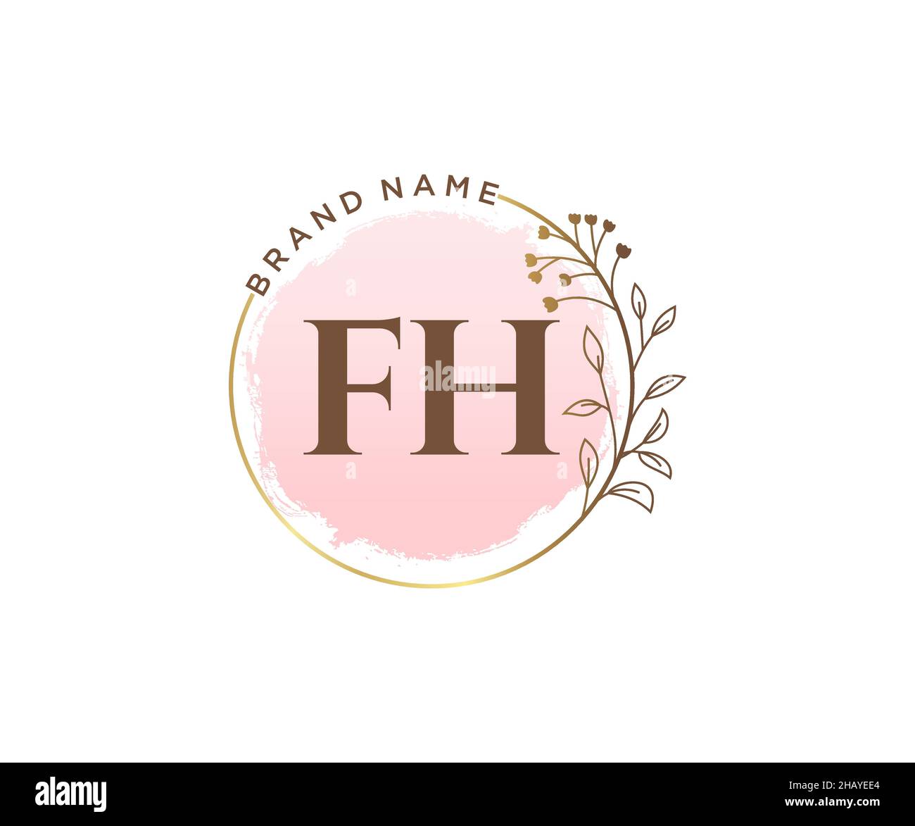 Logo FH féminin.Utilisable pour les logos nature, salon, Spa, cosmétique et Beauté.Elément de modèle de logo Flat Vector. Illustration de Vecteur