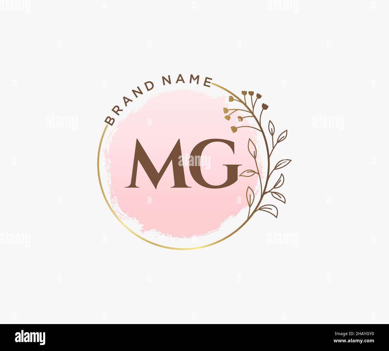LOGO FÉMININ MG.Utilisable pour les logos nature, salon, Spa, cosmétique et Beauté.Elément de modèle de logo Flat Vector. Illustration de Vecteur
