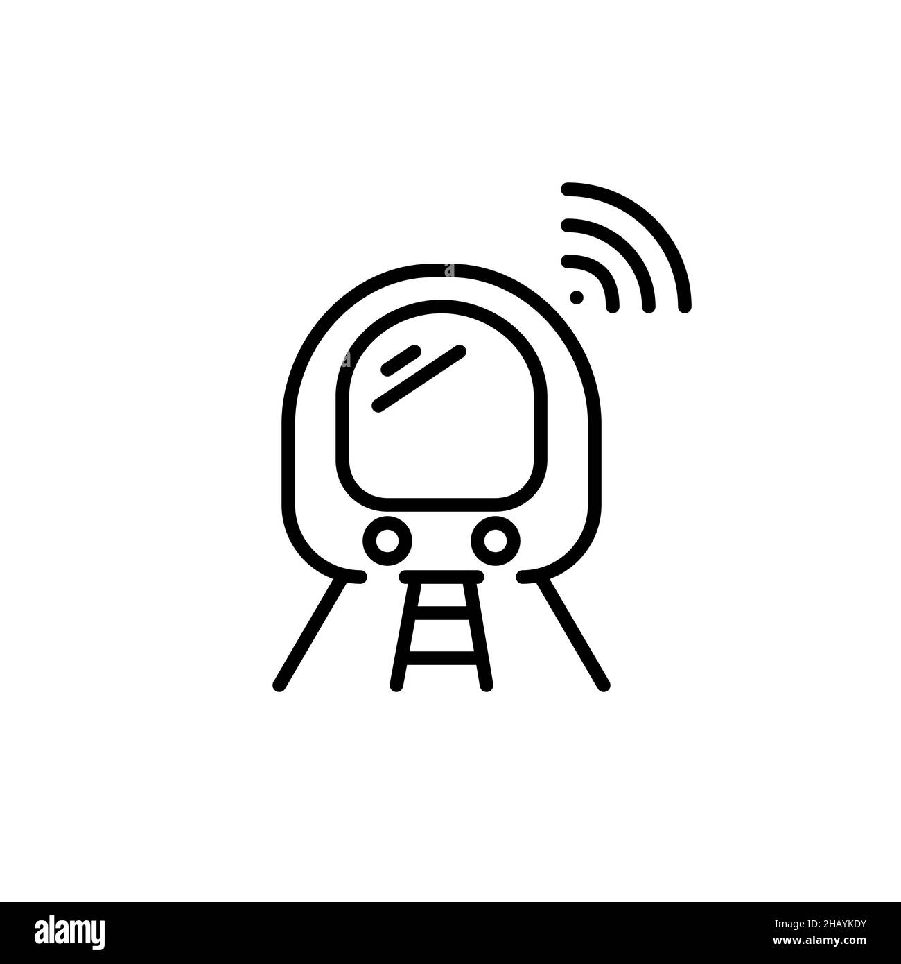Métro intelligent.Train sans pilote utilisant des capteurs.Pixel Perfect, icône de contour modifiable Illustration de Vecteur