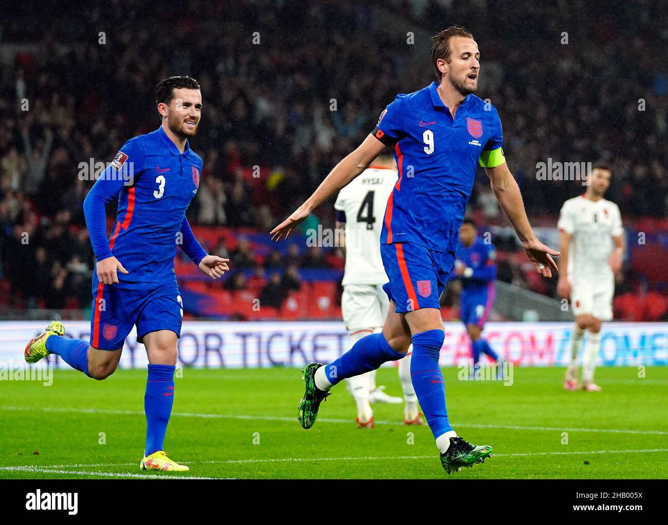 Photo du dossier datée du 12-11-2021 de Harry Kane, qui a marqué un tour de chapeau lors de la victoire qualifiante de coupe du monde d'Angleterre 5-0 sur l'Albanie à Wembley.Date d'émission : jeudi 16 décembre 2021. Banque D'Images