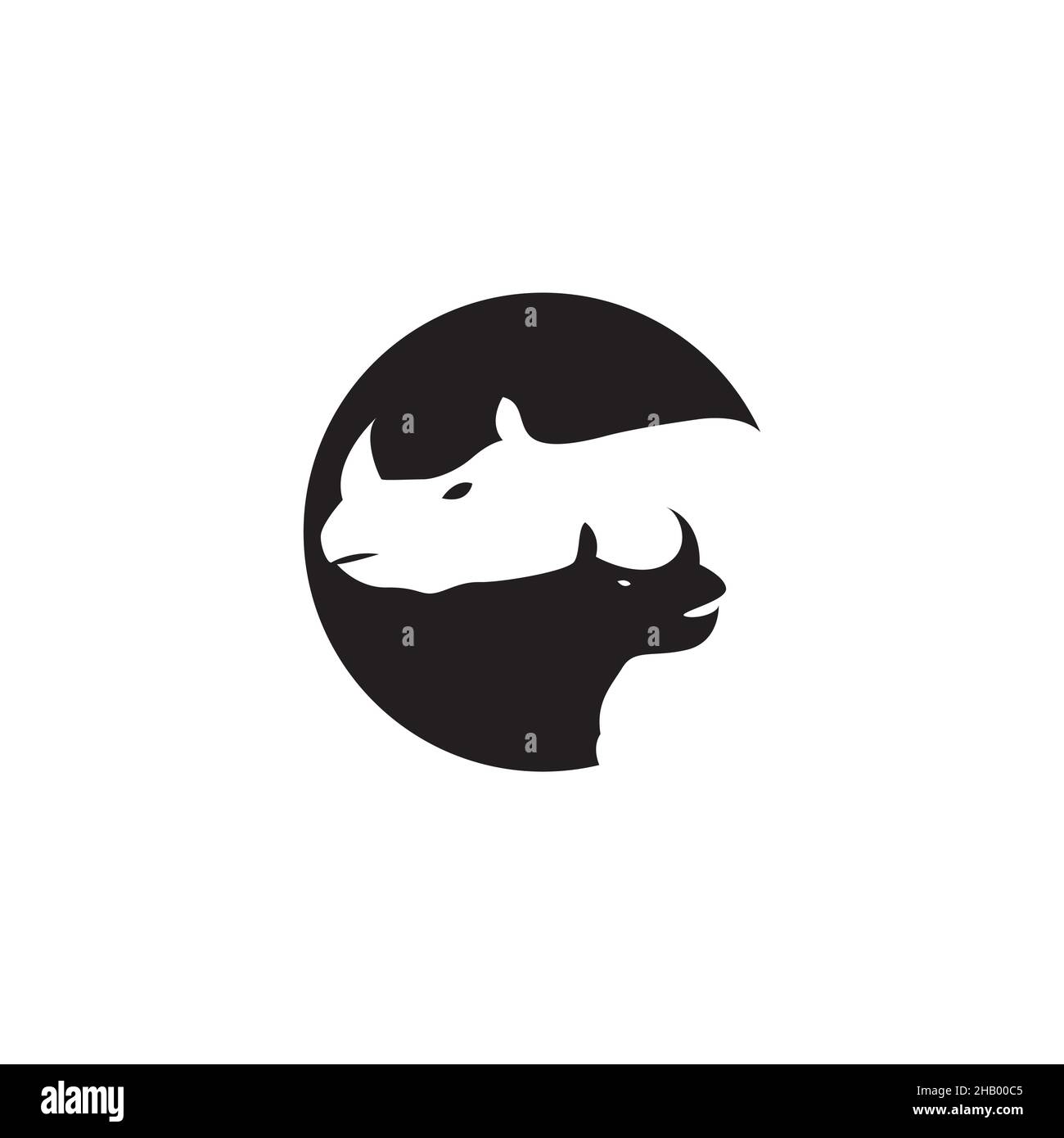 mère rhinocéros avec son logo cub design vecteur graphique symbole icône signe illustration idée créative Illustration de Vecteur