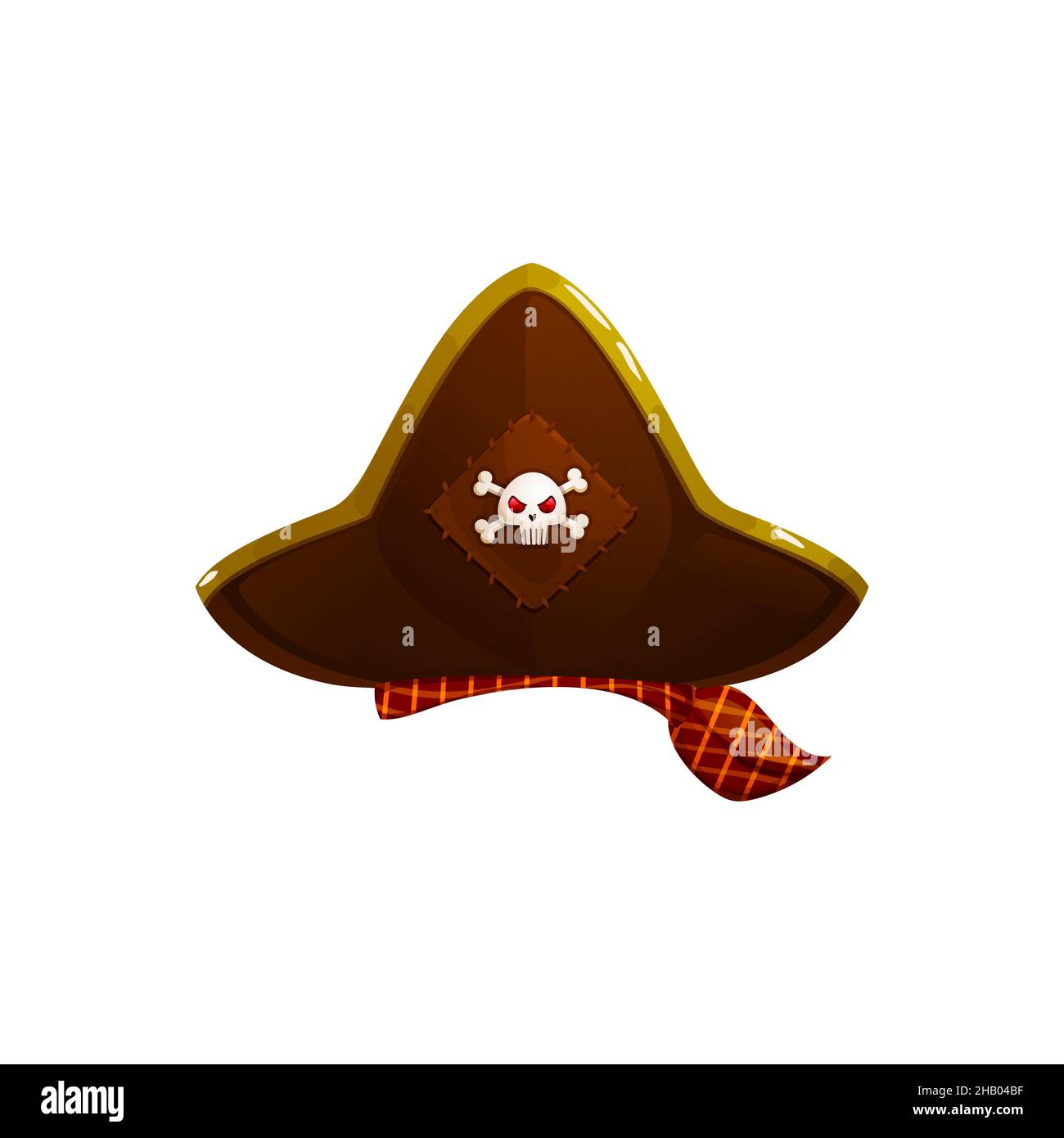 Chapeau tricorne brun pirate avec jolly roger, chapeau corsair avec grands  poteaux isolés bande dessinée marine headaddress.Casque Vector caribbean  Captain avec sk Image Vectorielle Stock - Alamy