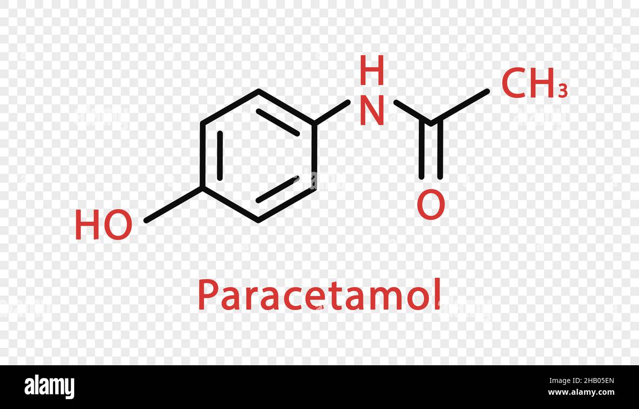 Formule chimique de paracétamol.Formule chimique structurale du paracétamol isolée sur fond transparent. Illustration de Vecteur