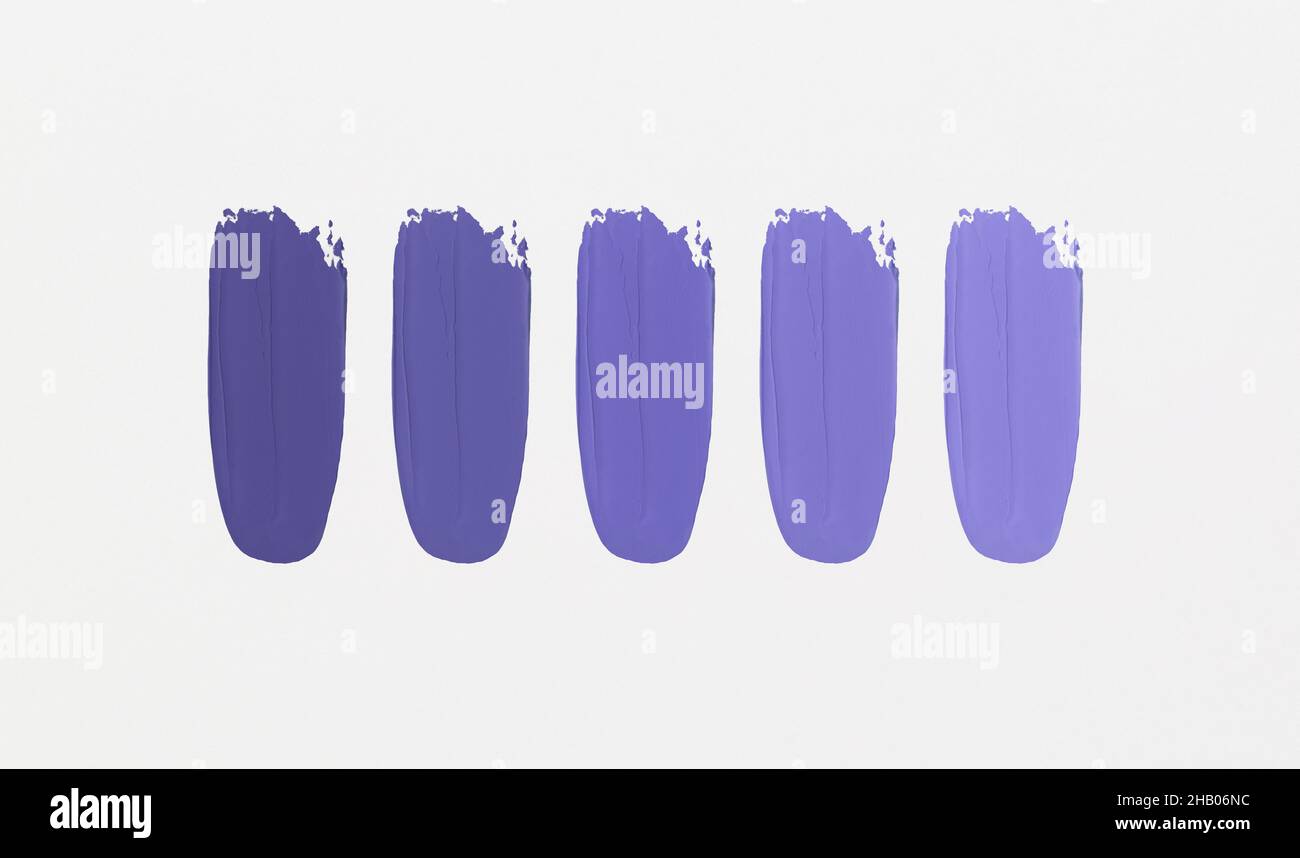 Nuances de couleur avec la couleur de l'année 2022 - très Peri.Palette de tendance des couleurs.Vue de dessus, plan d'appartement. Banque D'Images