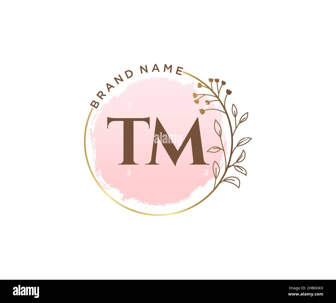 TM logo féminin.Utilisable pour les logos nature, salon, Spa, cosmétique et Beauté.Elément de modèle de logo Flat Vector. Illustration de Vecteur