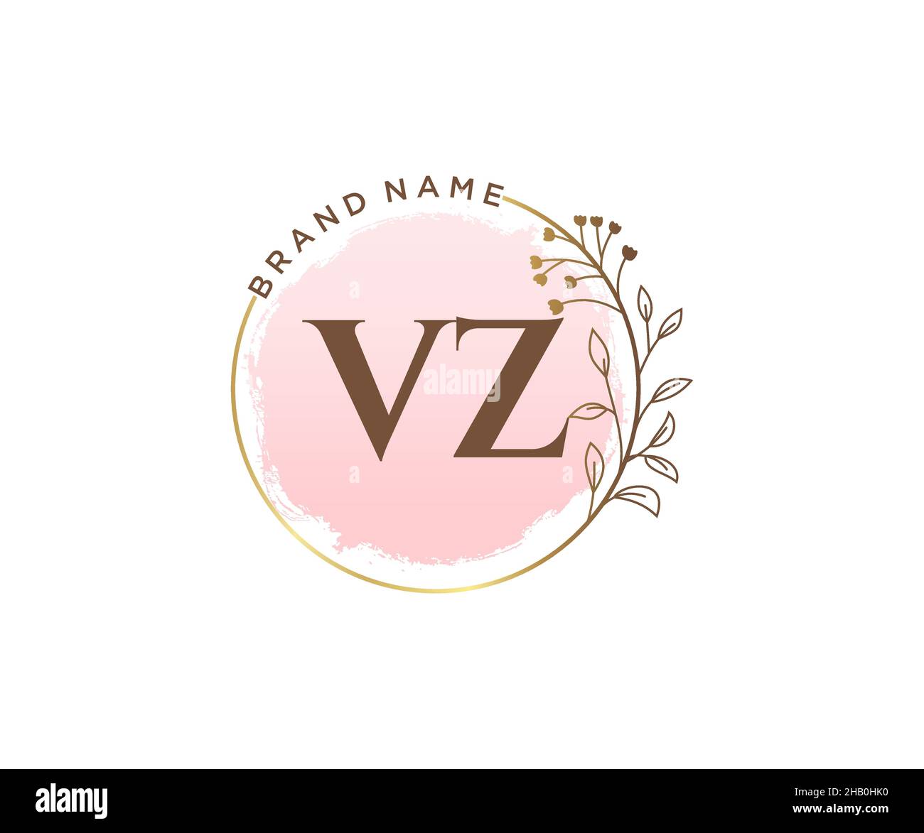 Logo VZ féminin.Utilisable pour les logos nature, salon, Spa, cosmétique et Beauté.Elément de modèle de logo Flat Vector. Illustration de Vecteur