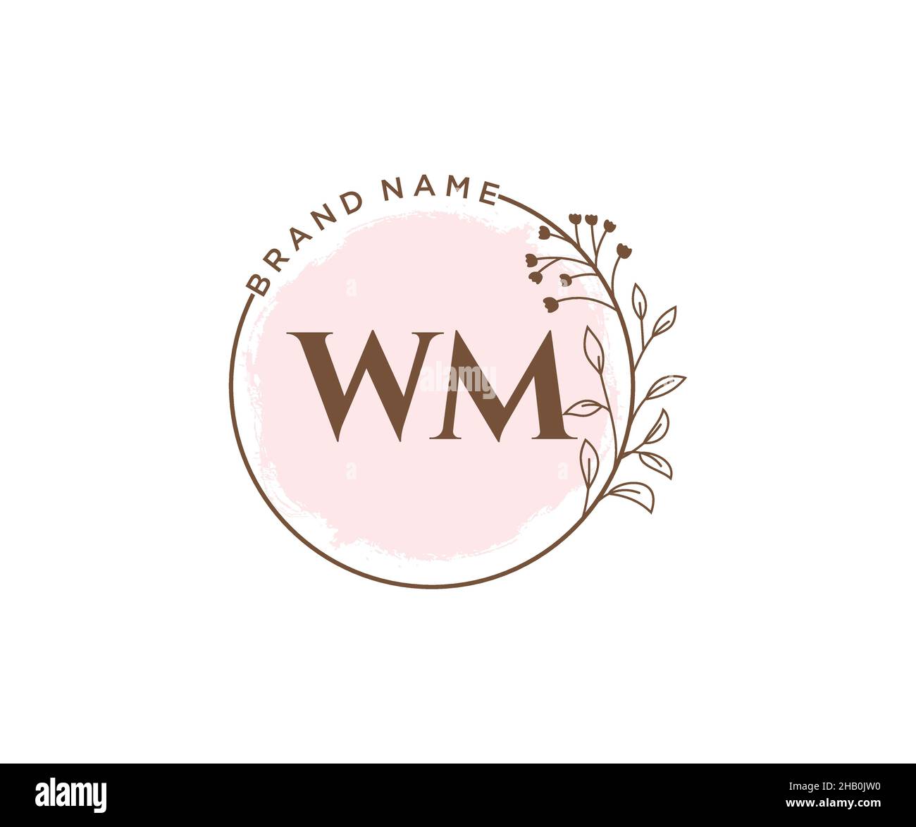 Logo WM féminin.Utilisable pour les logos nature, salon, Spa, cosmétique et Beauté.Elément de modèle de logo Flat Vector. Illustration de Vecteur