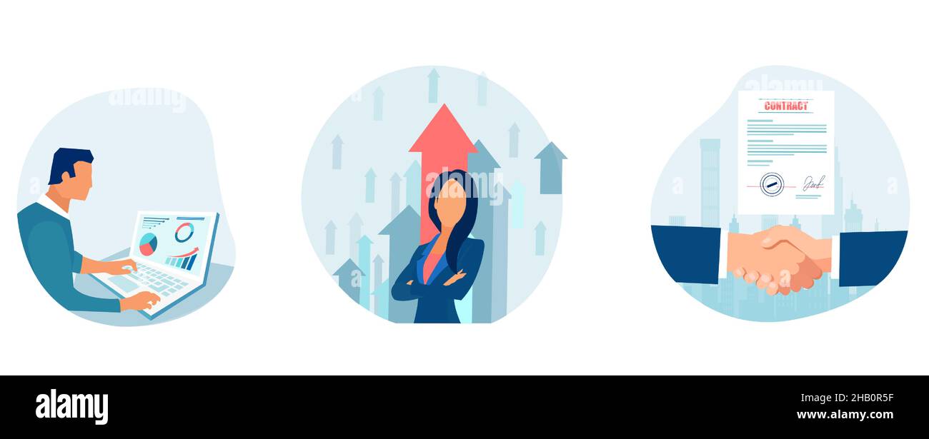 Vecteur concept de gens d'affaires construire des relations d'affaires réussies chantant un contrat Illustration de Vecteur