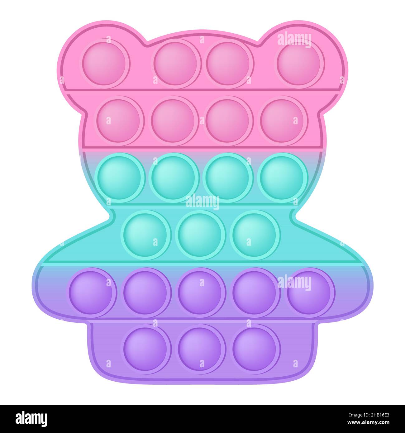 L'ours en forme de POPIT est un jouet en silicone très tendance pour les  ménés.Jouet antistress addictif dans des couleurs pastel.L'anxiété des  bulles se développe des jouets pop IT dynamiques Image Vectorielle