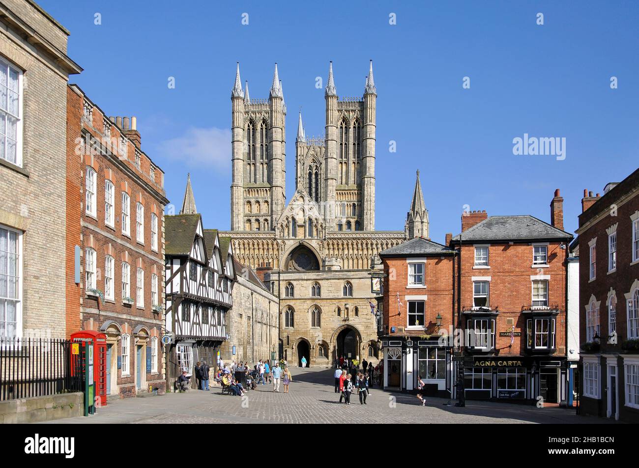 La Cathédrale de Lincoln de Castle Hill, Lincoln, Lincolnshire, Angleterre, Royaume-Uni Banque D'Images