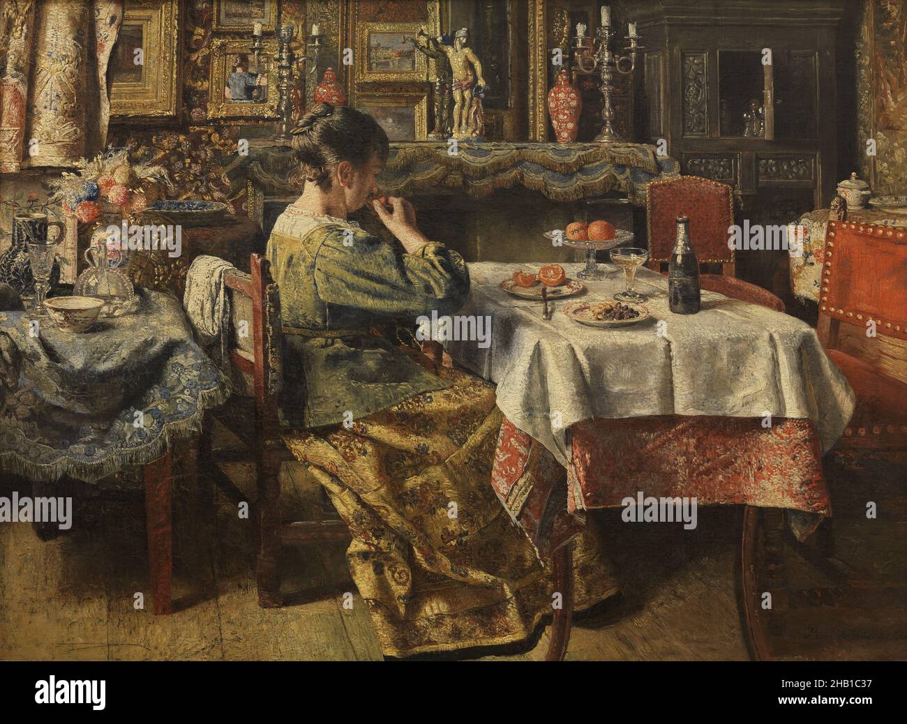 Le repas, Henri de Braekeleer, 19th siècle, peinture, avant 1888,Art belge Banque D'Images