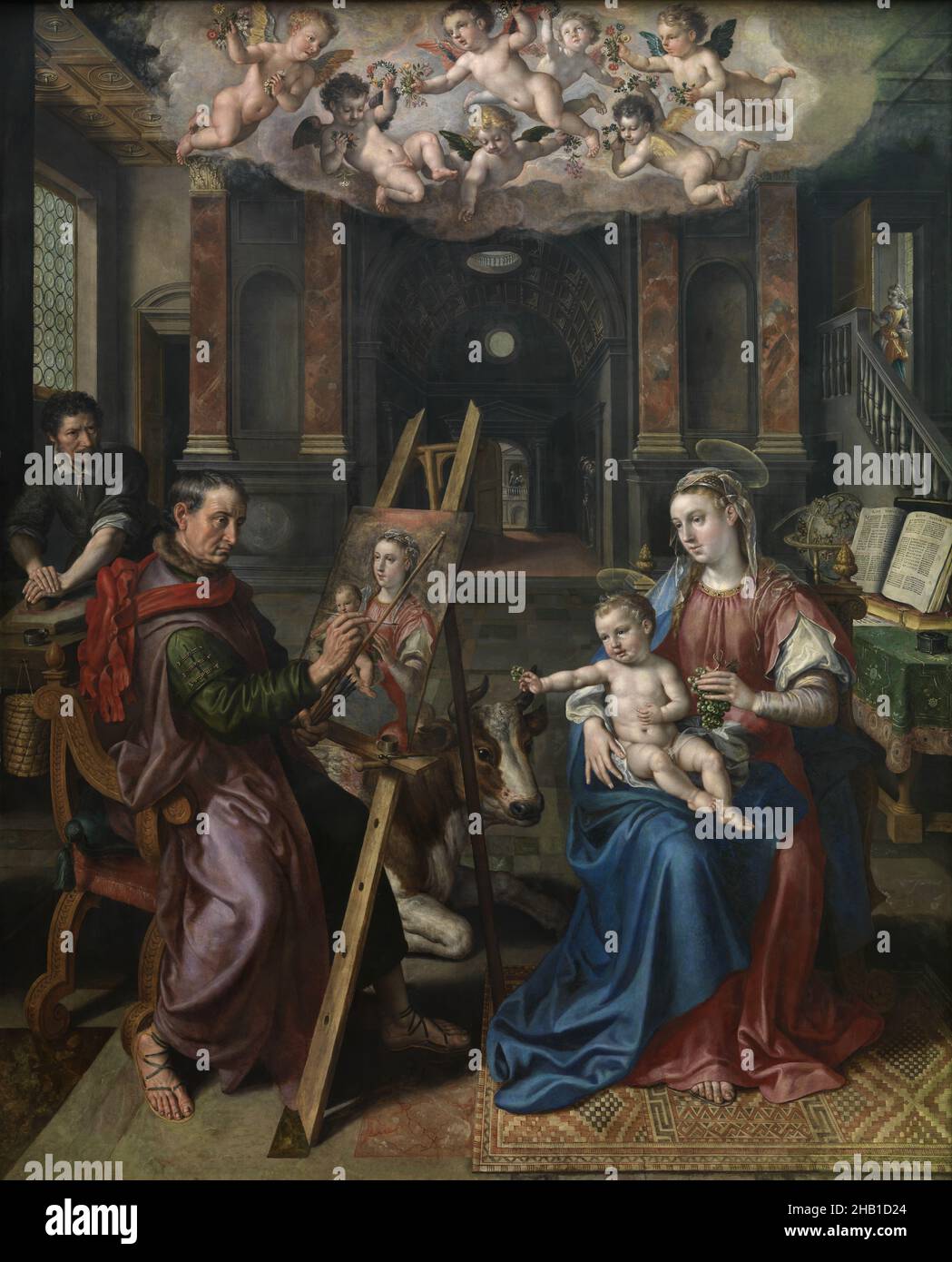 Saint Luc peint la Madonna, Maerten de Vos, 1602, peinture, 1602,Art belge Banque D'Images