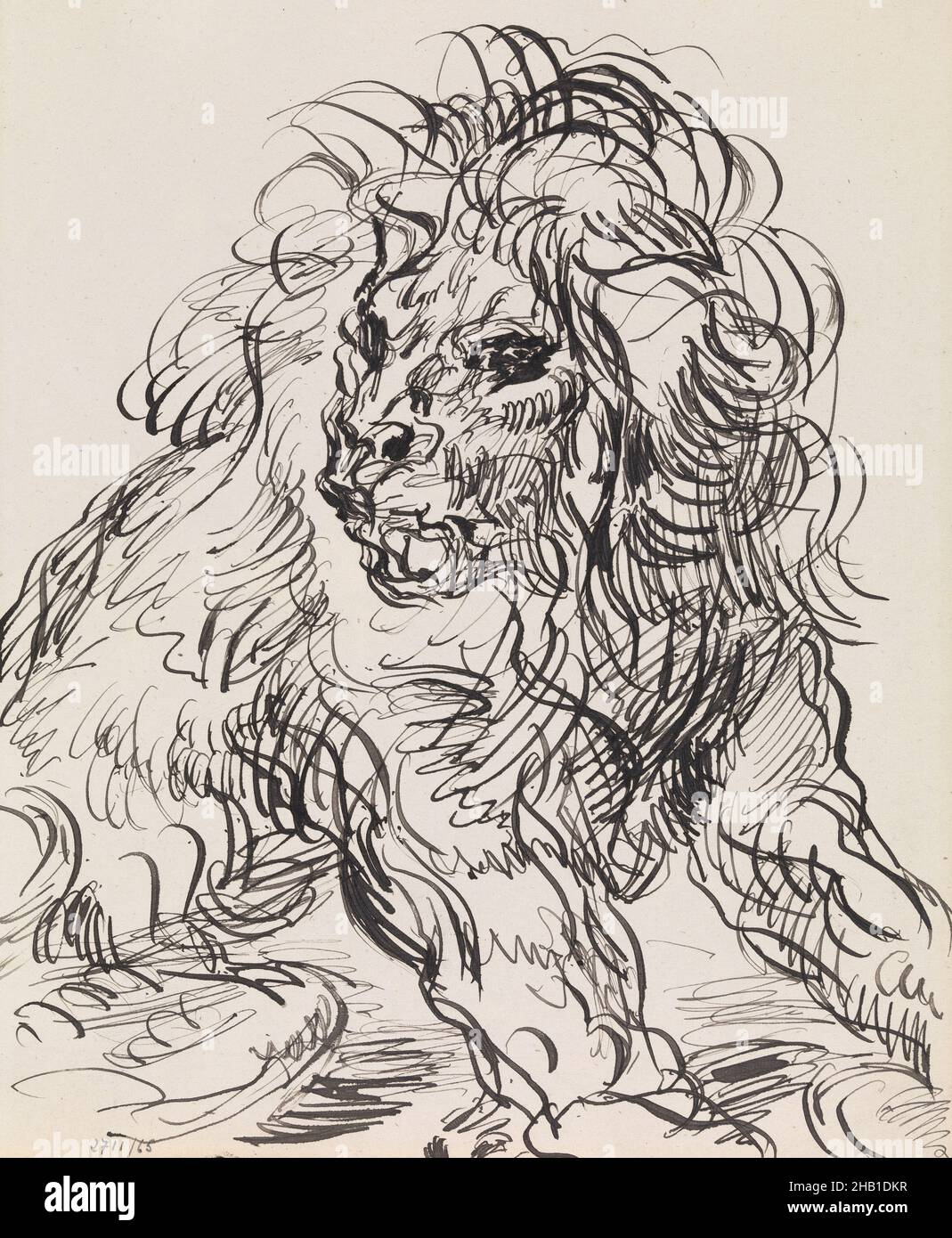 Lion avec lièvre, James Ensor, 1880, dessin, entre 1885 et 1886, Art belge Banque D'Images