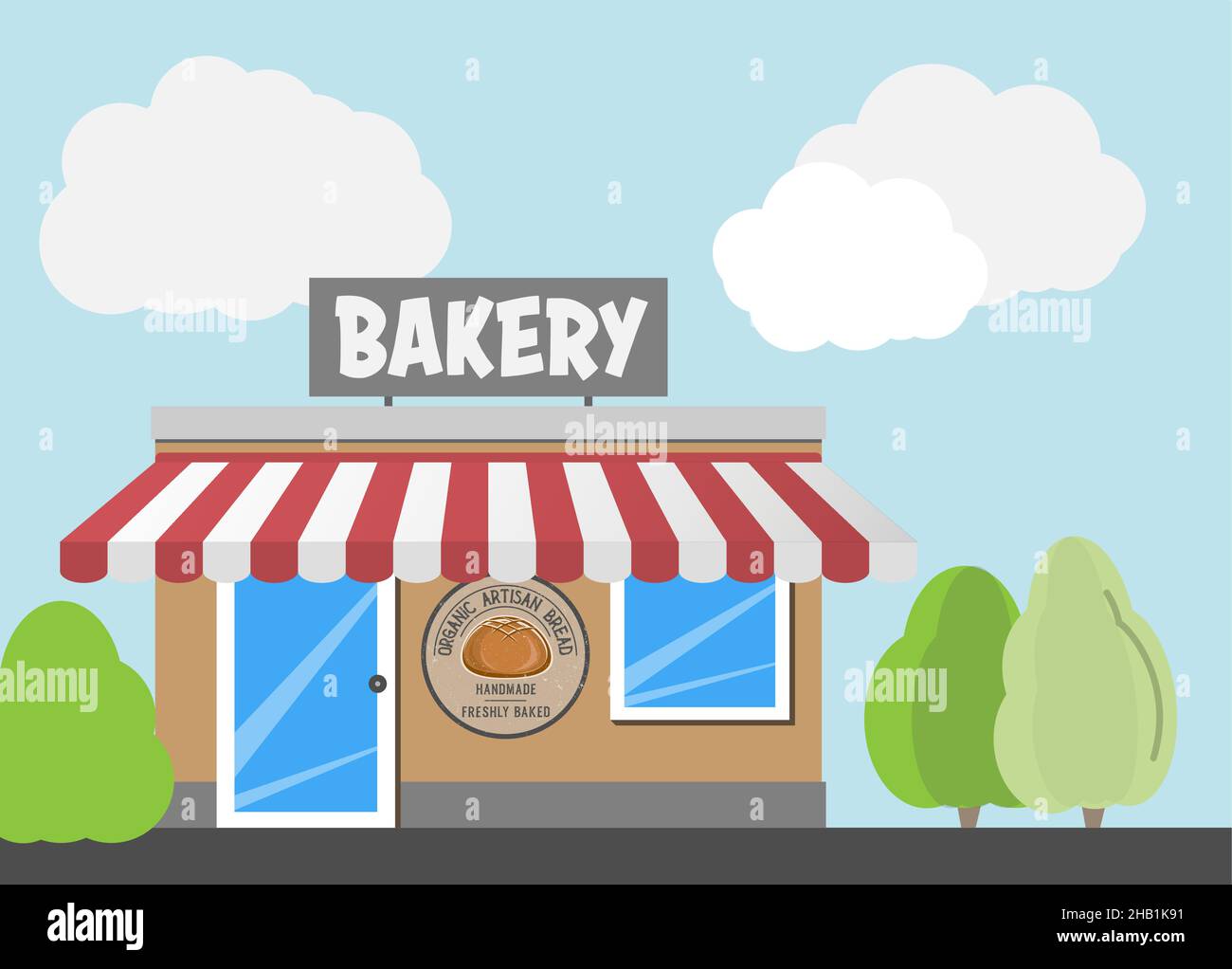 illustration vectorielle extérieure du bâtiment de boulangerie ou de boulangerie Illustration de Vecteur