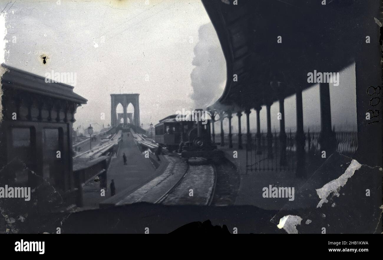 Bridge, Brooklyn, NY, George Bradford Brainerd, cuisine américaine,1845-1887, négatif pour plaque de verre, env.1872-1887, photographie américaine, vues de la fin du 19th siècle, métro Banque D'Images