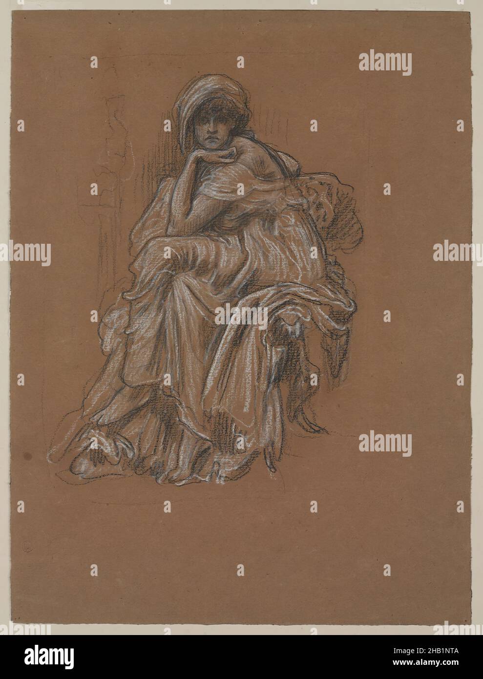 Etude pour la peinture 'Sybil', Lord Frederick Leighton, britannique, 1830-1896, charbon de bois et craie sur papier vélin, feuille: 14 9/16 x 10 7/8 po, 37 x 27,6 cm Banque D'Images